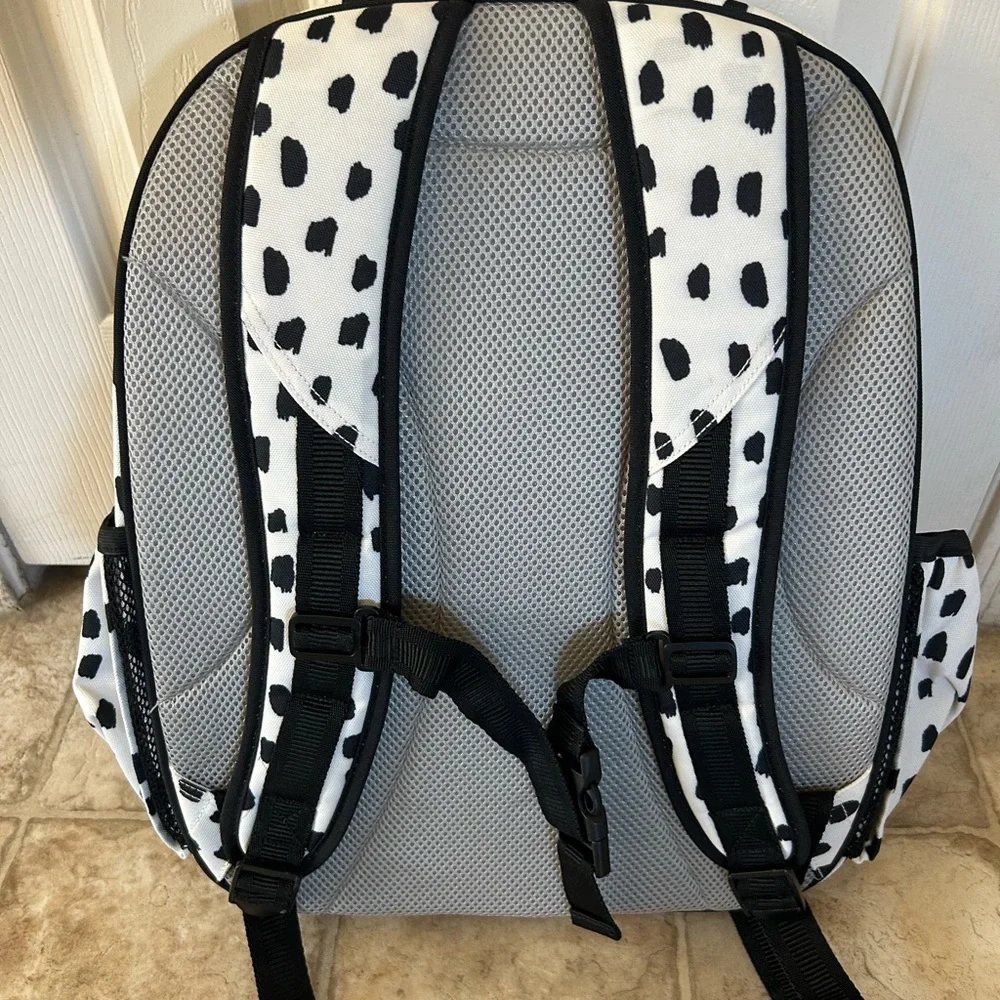 Pottery Barn Mackenzie Black & White Brushstroke Dot Backpack Large NWOT
